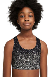 Silver Chichi Stella Black Glitter Racerback Sport Bra Crop Top - Kids - Pineapple Clothing